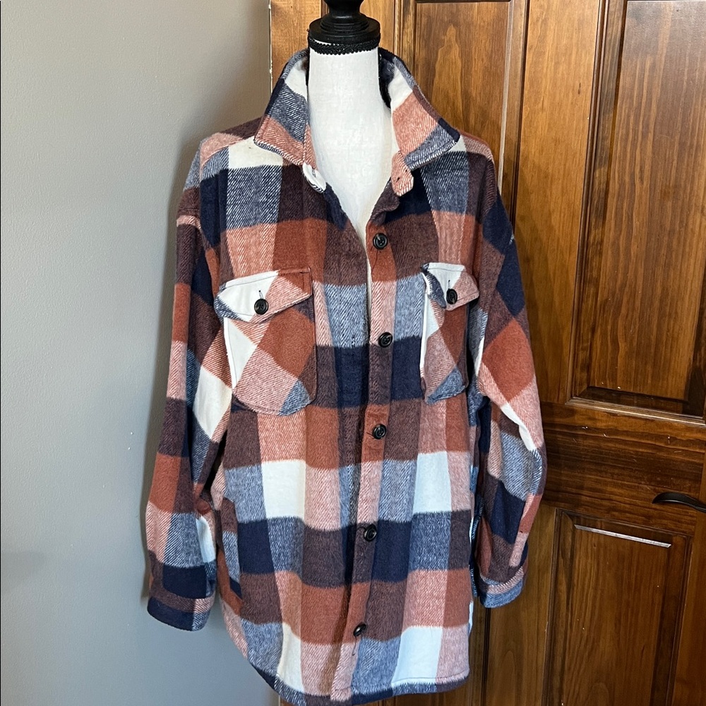 Plaid Jacket - Blue, Rust andWhite